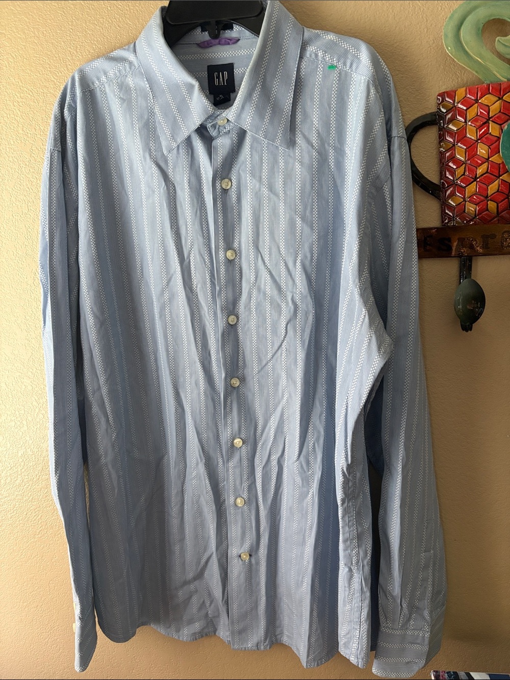 GAP Men's Pale Blue Striped Dress Shirt